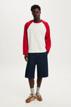 Everyday Fit Long Sleeve T-Shirt, VINTAGE WHITE / RICH RED RAGLAN - example image 2