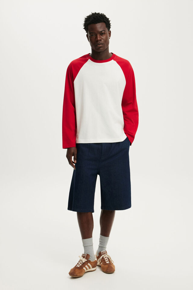 Everyday Fit Long Sleeve T-Shirt, VINTAGE WHITE / RICH RED RAGLAN