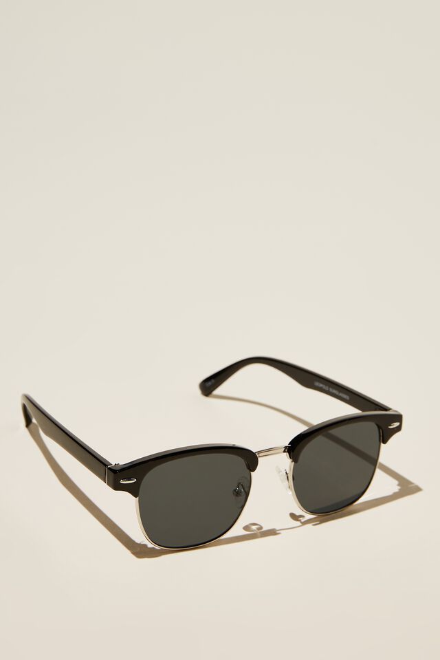Cotton On Men - Leopold Sunglasses - Black Silver Smoke
