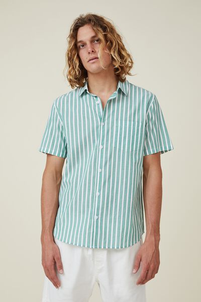 Vacay Short Sleeve Shirt, GREEN POP STRIPE