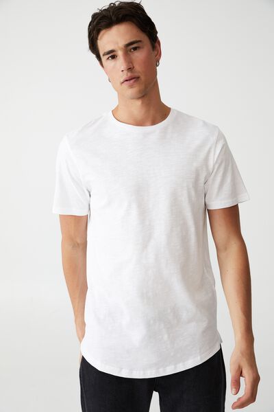 Curved Hem T-Shirt, WHITE TEXTURED