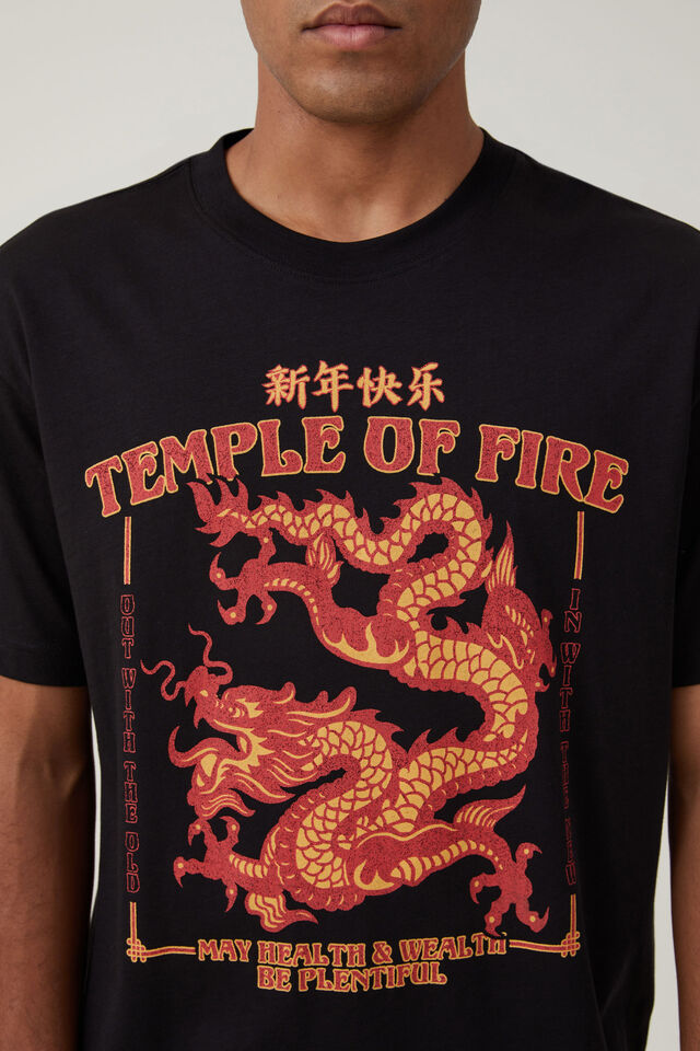 Loose Fit Cny Graphic T-Shirt, BLACK/TEMPLE DRAGON