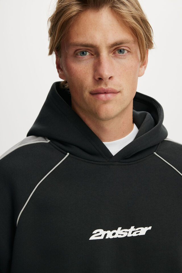 Box Fit Graphic Hoodie, WASHED BLACK / SLATE STONE