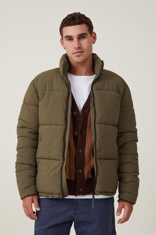 Recycled Puffer Jacket, ARMY