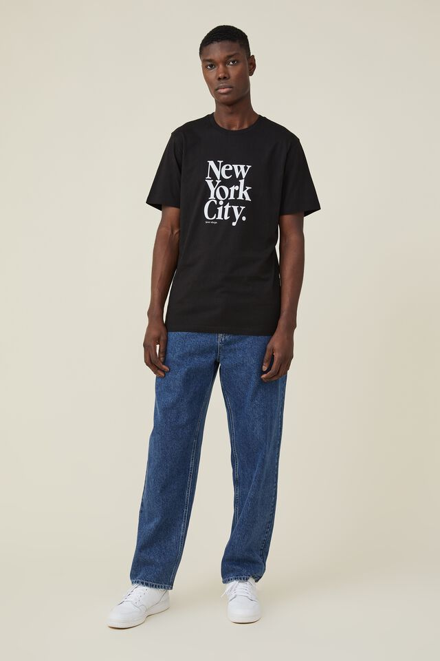 Tbar Text T-Shirt, BLACK/NEW YORK CITY STACK