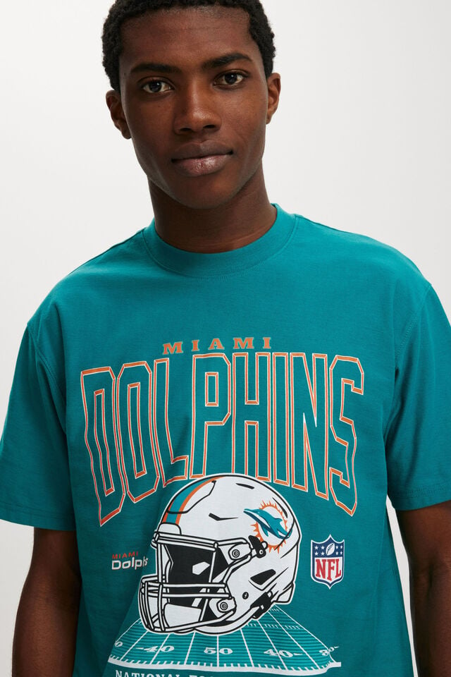 Nfl Loose Fit T-Shirt, LCN NFL TEAL POP/MIAMI DOLPHINS - GRID