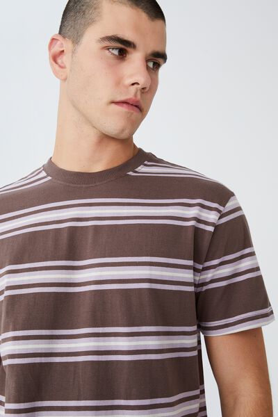 Loose Fit T-Shirt, WASHED CHOCOLATE/HAPPY LAVENDER STRIPE