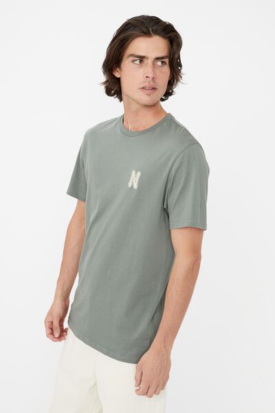 Tbar Sport T-Shirt, NORI GREEN/COLLEGE LETTER N