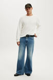 Cropped Fit Long Sleeve, WHITE WAFFLE - example image 2