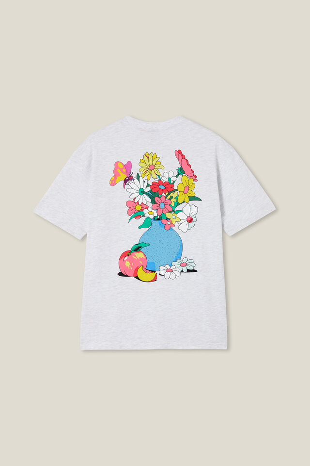 Camiseta - Dabsmyla Loose Fit T-Shirt, LCN DAB WHITE MARLE / BUTTERFLY