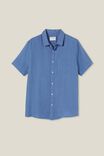 Linen Short Sleeve Shirt, PACIFIC BLUE - alternate image 5