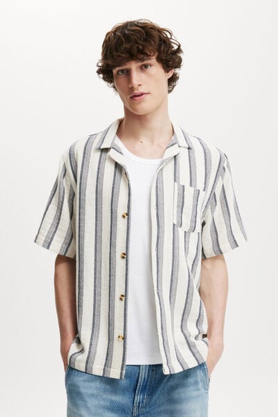 Palma Short Sleeve Shirt, NAVY EASY STRIPE