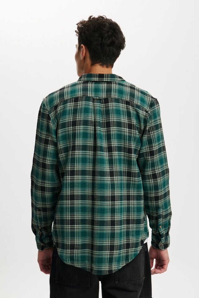 Boston Long Sleeve Shirt, EMERALD WAFFLE CHECK