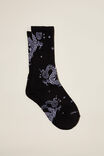 Graphic Sock, BLACK/WHITE DRAGON - alternate image 1