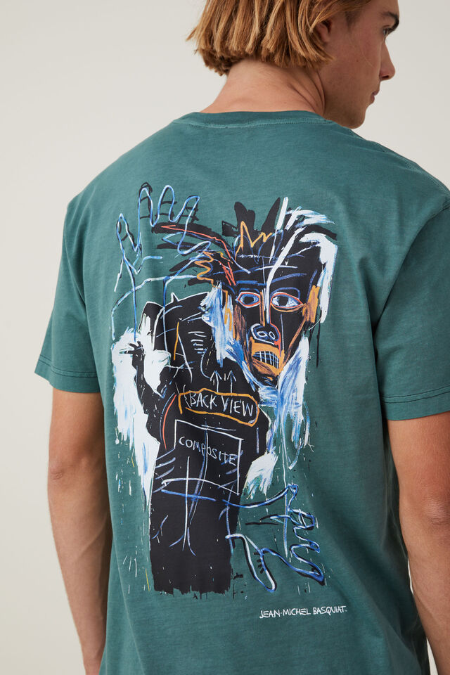 Basquiat Loose Fit T-Shirt, LCN BSQ PINENEEDLE GREEN/PORTRAIT OF HELL