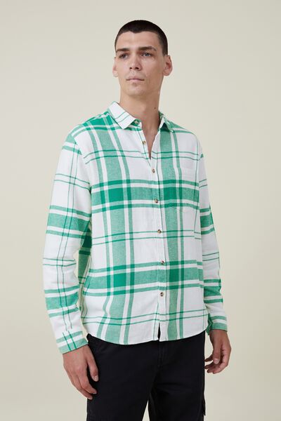 Camden Long Sleeve Shirt, GREEN BOLD CHECK