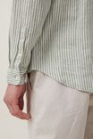 Linen Long Sleeve Shirt, SEA FOAM STRIPE - alternate image 4