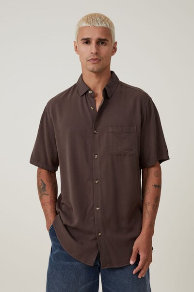 Cuban Short Sleeve Shirt, ASHEN BROWN