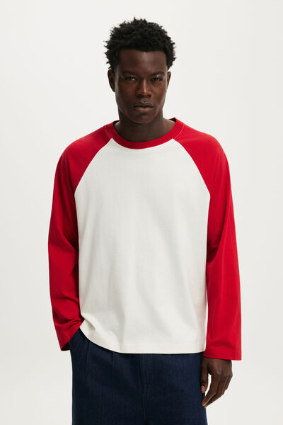 Everyday Fit Long Sleeve T-Shirt, VINTAGE WHITE / RICH RED RAGLAN