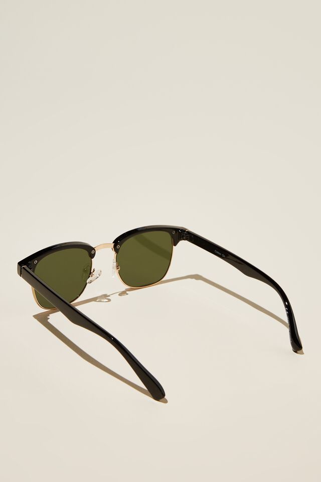 Leopold Sunglasses, BLACK GLOSS/GOLD/GREEN
