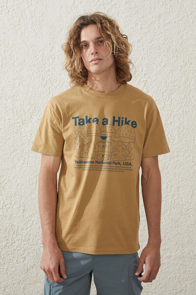 Active Graphic Tee, CAMEL / TAKE A HIKE