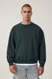 Box Fit Crew Sweater, PINE NEEDLE GREEN - alternate image 1