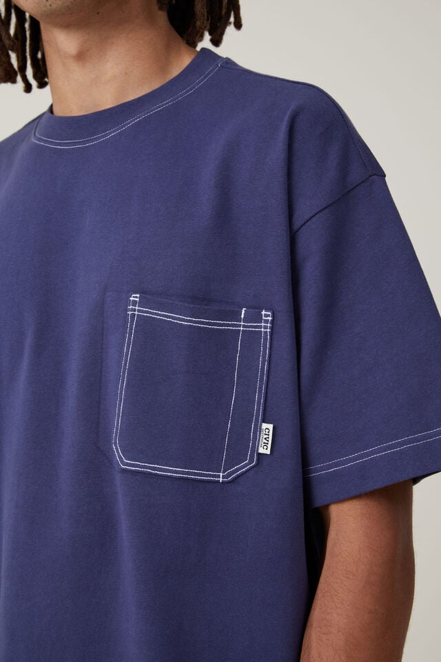 Box Fit Pocket T-Shirt, INDIGO / CIVIC CONTRAST