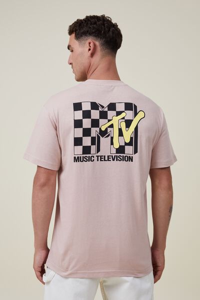 Mtv Loose Fit T-Shirt, LCN MTV DIRTY PINK/MTV - CHECKERBOARD LOGO