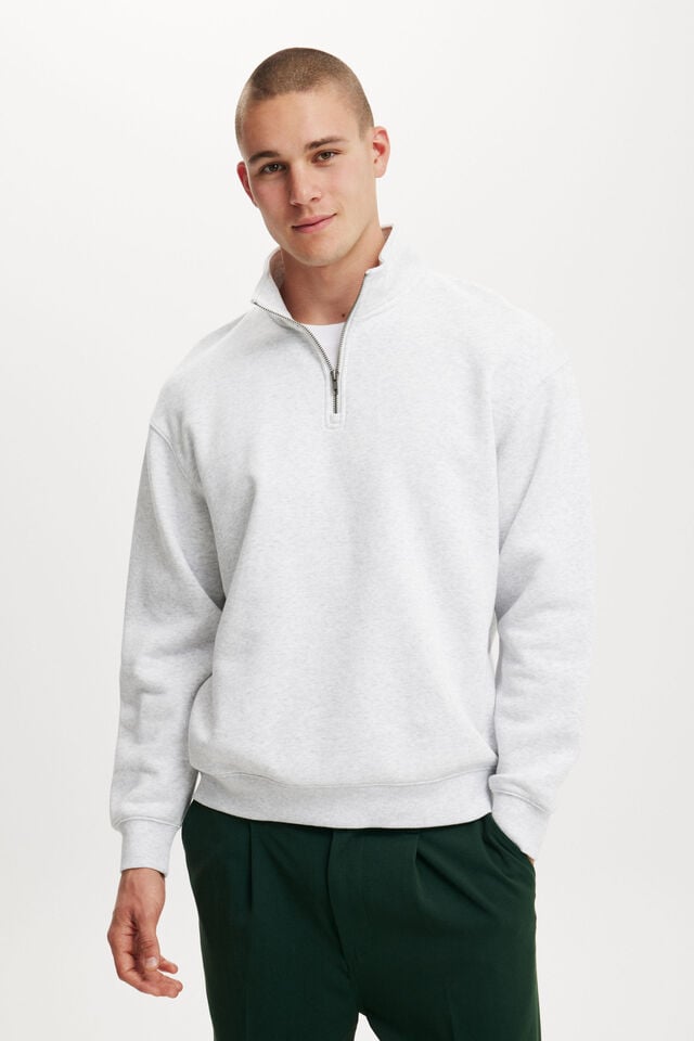 1/4 Zip Fleece, ATHLETIC MARLE