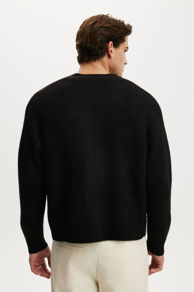 Cropped Cardigan, BLACK