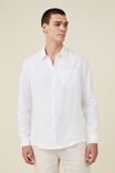 Linen Long Sleeve Shirt, WHITE - alternate image 1