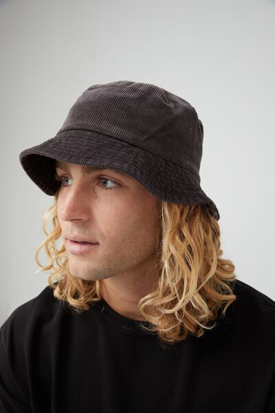 Cord Bucket Hat, WASHED BLACK/CORD
