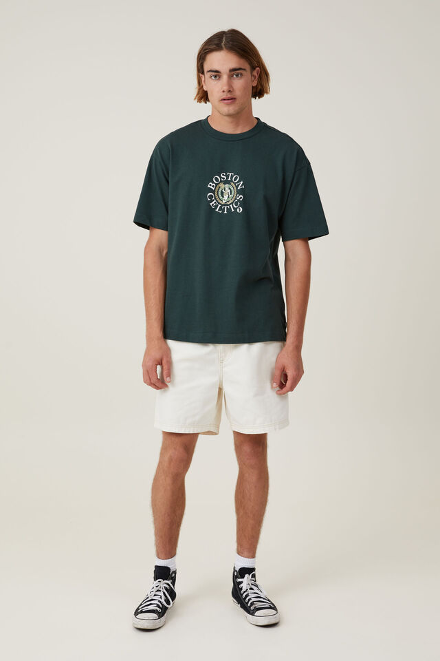 NBA Boston Celtics Box Fit T-Shirt, LCN NBA PINENEEDLE GREEN/BOSTON CELTICS SCRIP