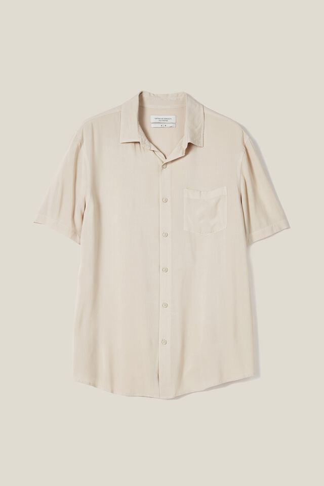 Cuban Short Sleeve Shirt, STONE