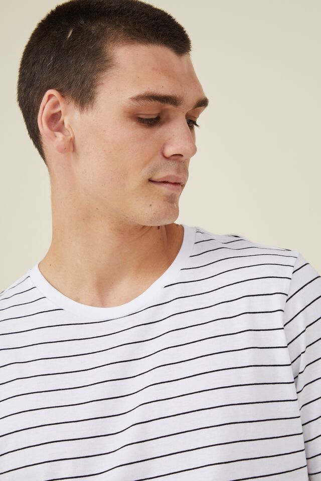 Organic Stripe T-Shirt, WHITE BLACK EASY STRIPE