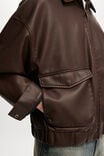 Faux Leather Bomber, OLD COUCH BROWN - alternate image 4
