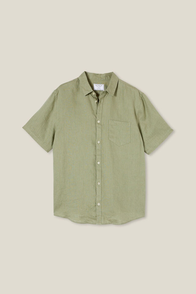 Linen Short Sleeve Shirt, SAGE