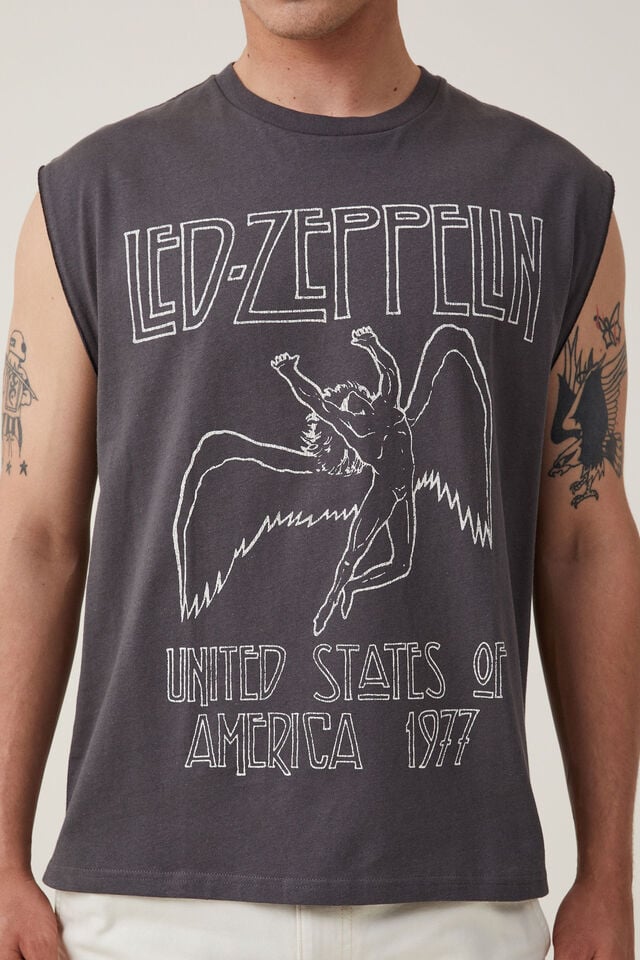 Led Zeppelin Oversized Muscle Tank, LCN LED FADED SLATE/LED ZEPPELIN-ICARUS LOGO