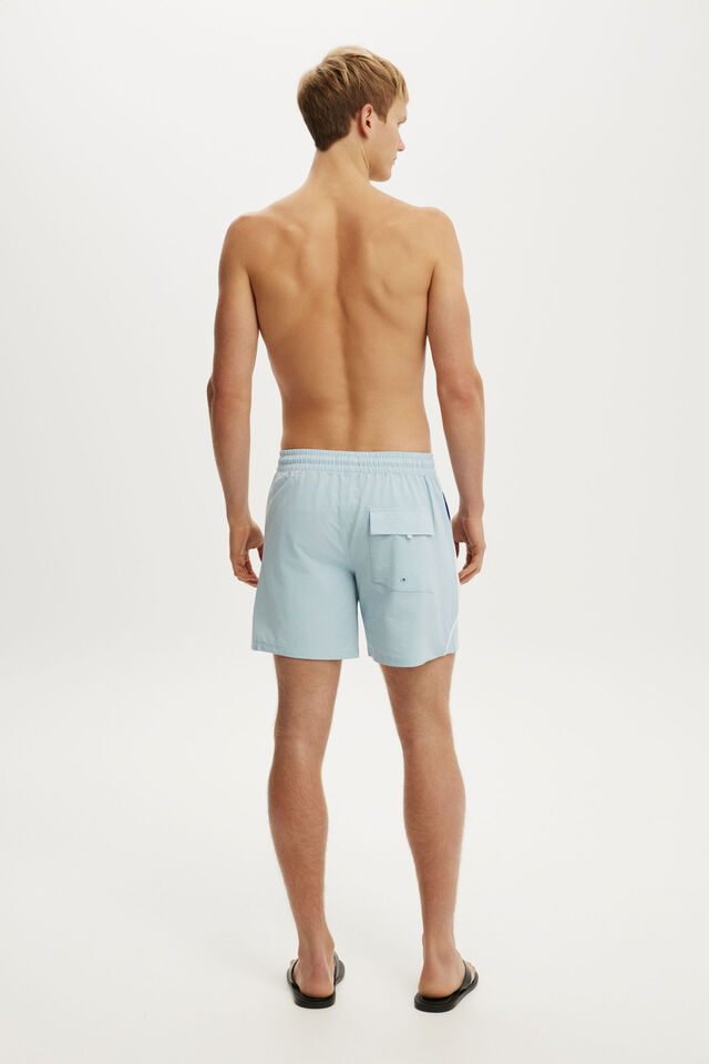 Stretch Swim Short, PALE BLUE PANEL SEERSUCKER