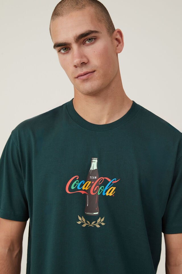 Coca-Cola Loose Fit T-Shirt, LCN COK PINE NEEDLE GREEN / TEAM BOTTLE