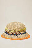 Boné - Crochet Bucket Hat, RAFFIA/MULTI COLOUR - vista alternativa 1