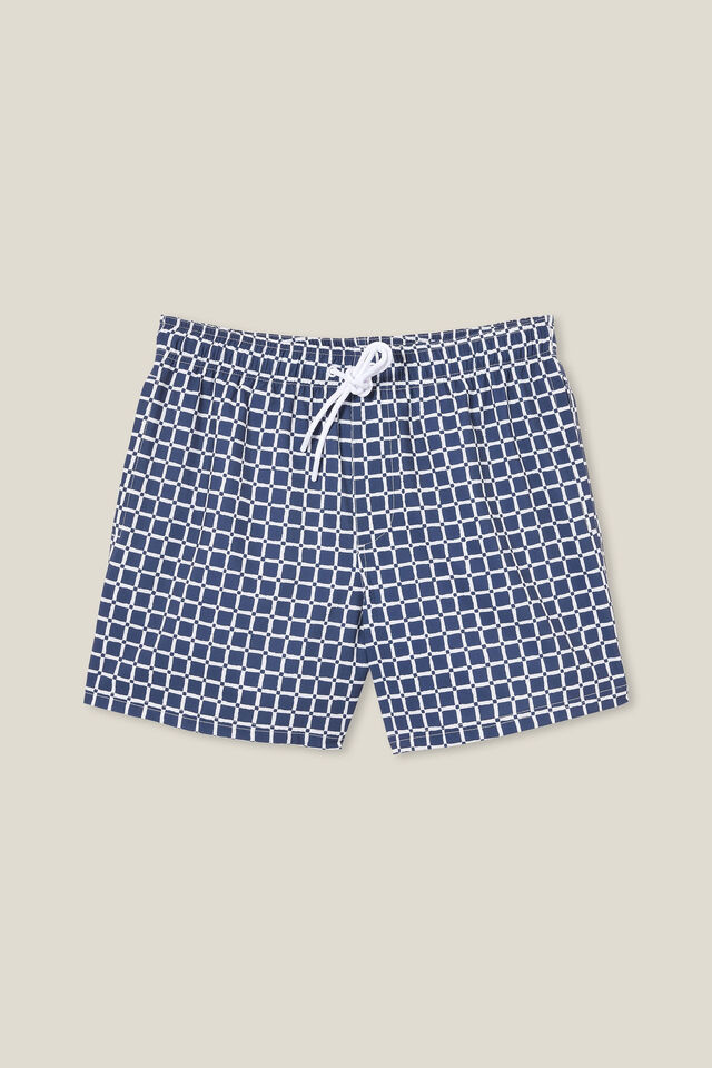 Short - Stretch Swim Short, NAVY DIAMOND TILE