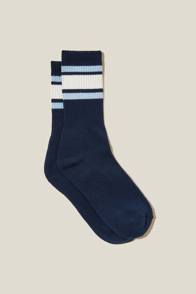Meias - Essential Active Sock, TRUE NAVY/POWDER BLUE/ VINTAGE WHITE TRIPLE