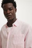 Relaxed Linen Long Sleeve Shirt, PINK STRIPE - example image 4