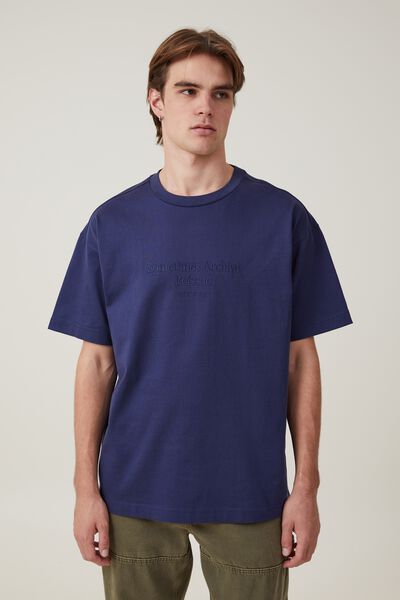 Box Fit Text T-Shirt, INDIGO/SOMETIMES REISSUE