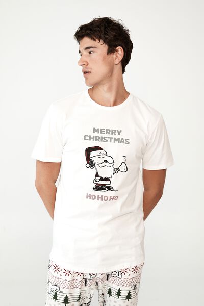 Lounge T-Shirt, LCN PEA VINTAGE WHITE/SNOOPY CHRISTMAS