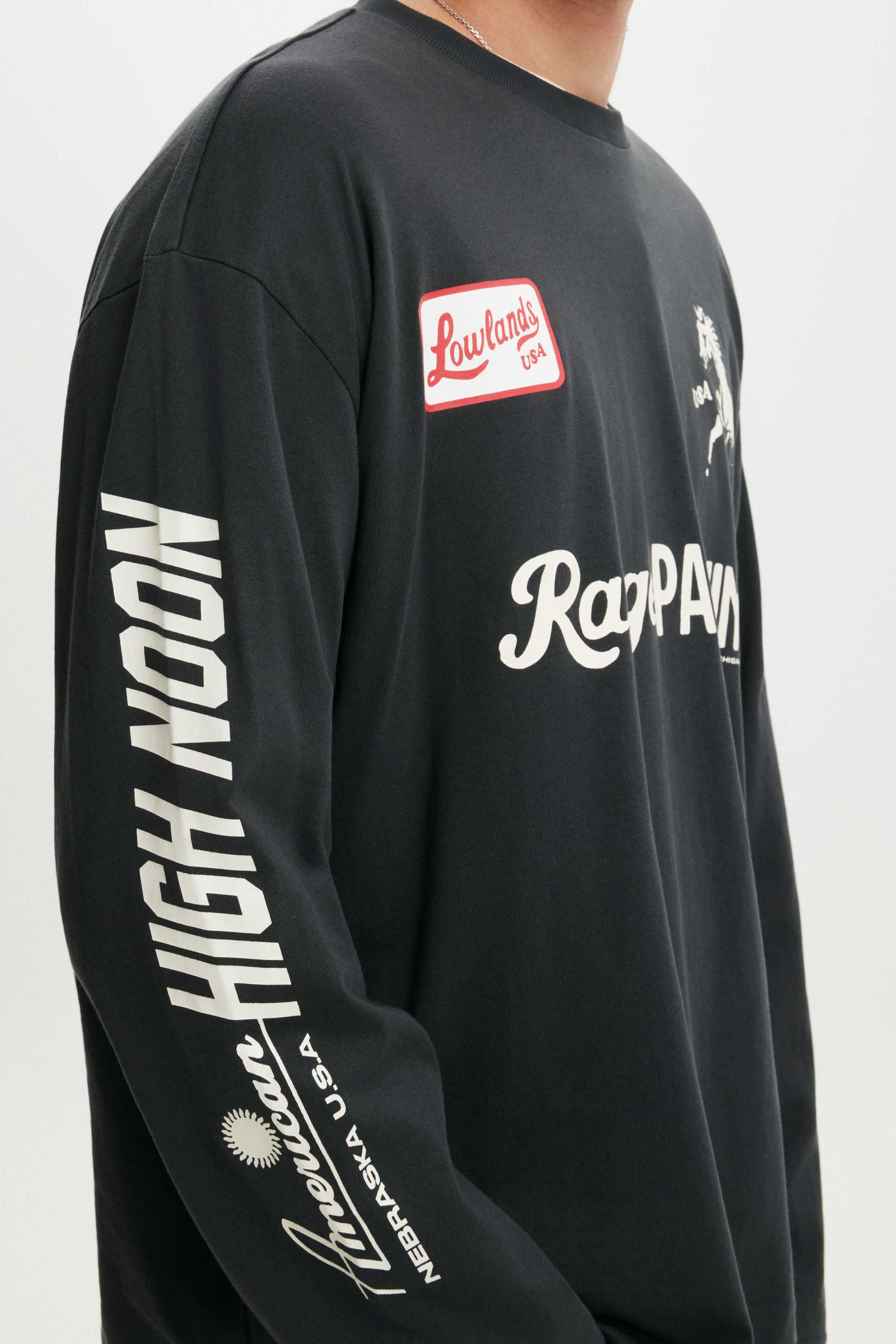 Men's Black Regular Fit Graphic Ls T-Shirt | Cotton On United States