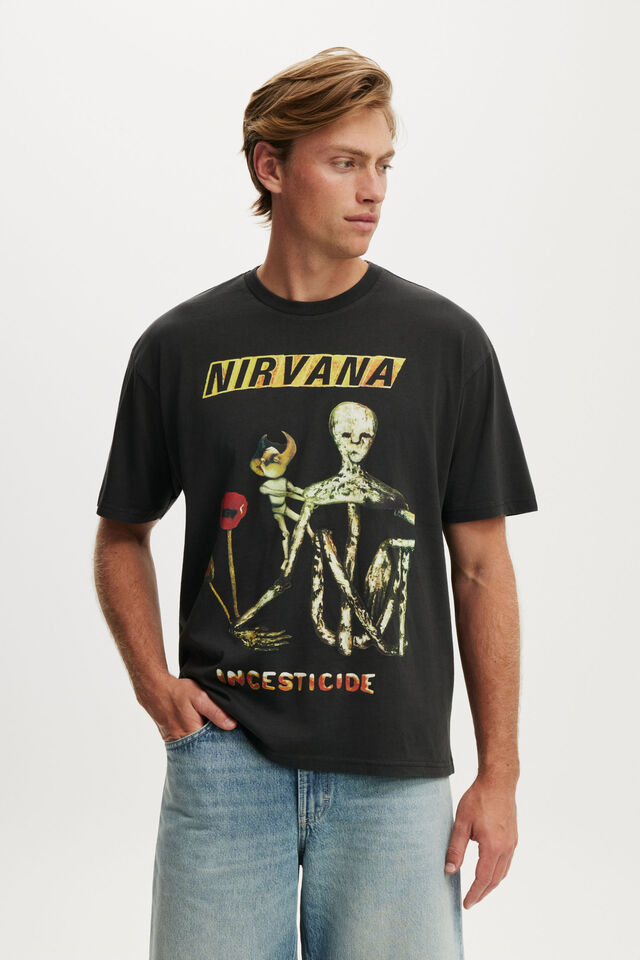 Nirvana Music Everyday Fit T-Shirt, LCN MT WASHED BLACK / NIRVANA - INSECTICIDE