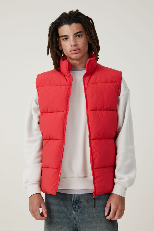 Recycled Puffer Vest, RACE RED