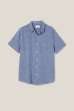 Linen Short Sleeve Shirt, BLUE GINGHAM - alternate image 5